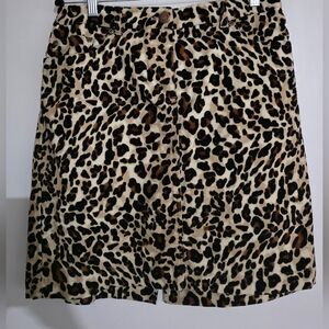 Jones New York Leopard Print Mini Skirt - Black, Brown, Cream